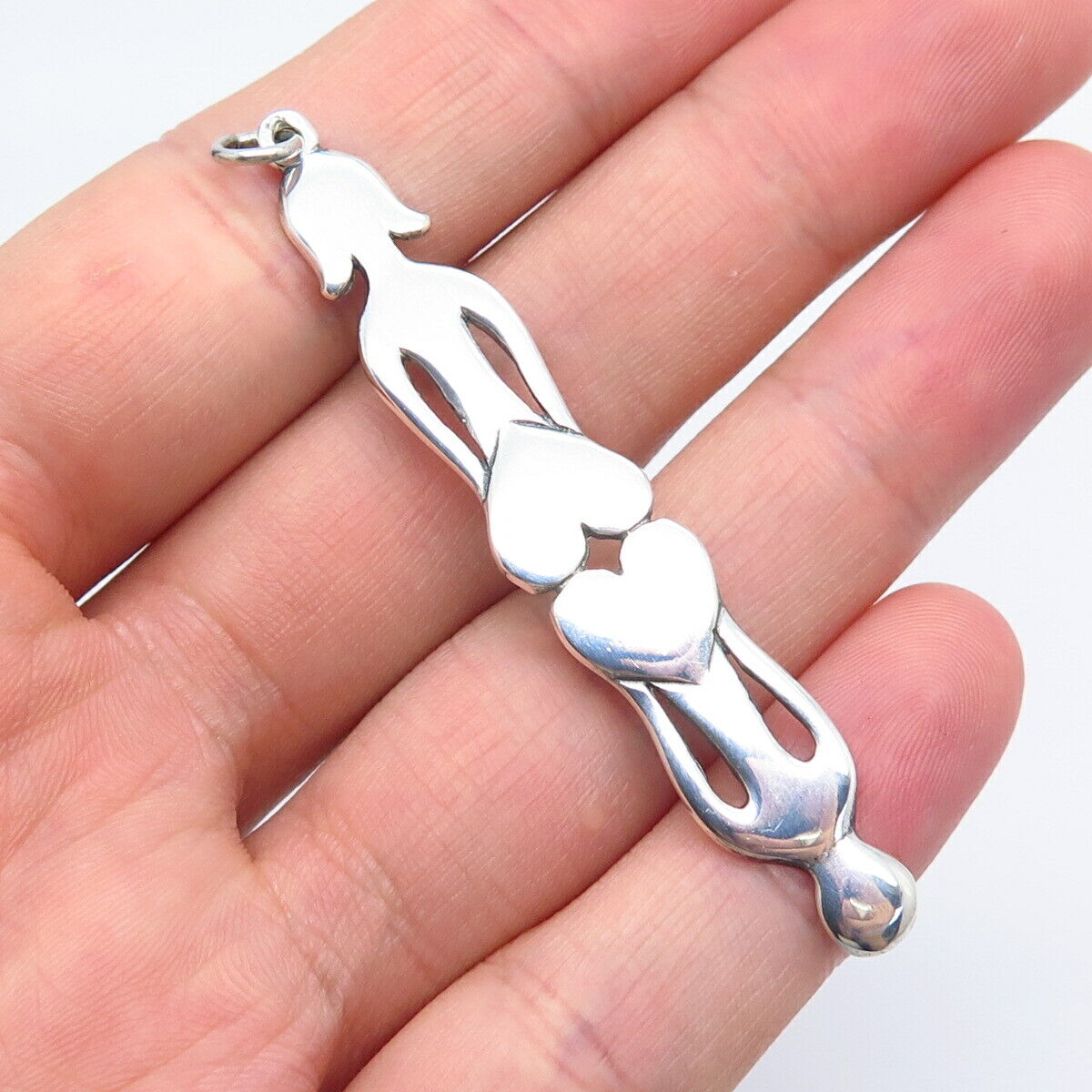 925 Sterling Silver Vintage Girl & Boy Love Pendant