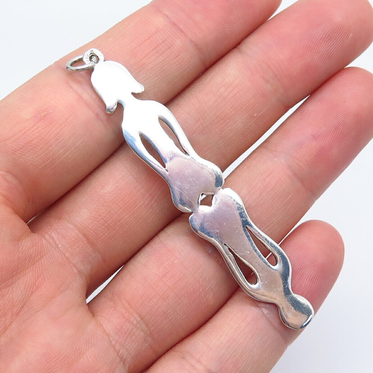 925 Sterling Silver Vintage Girl & Boy Love Pendant