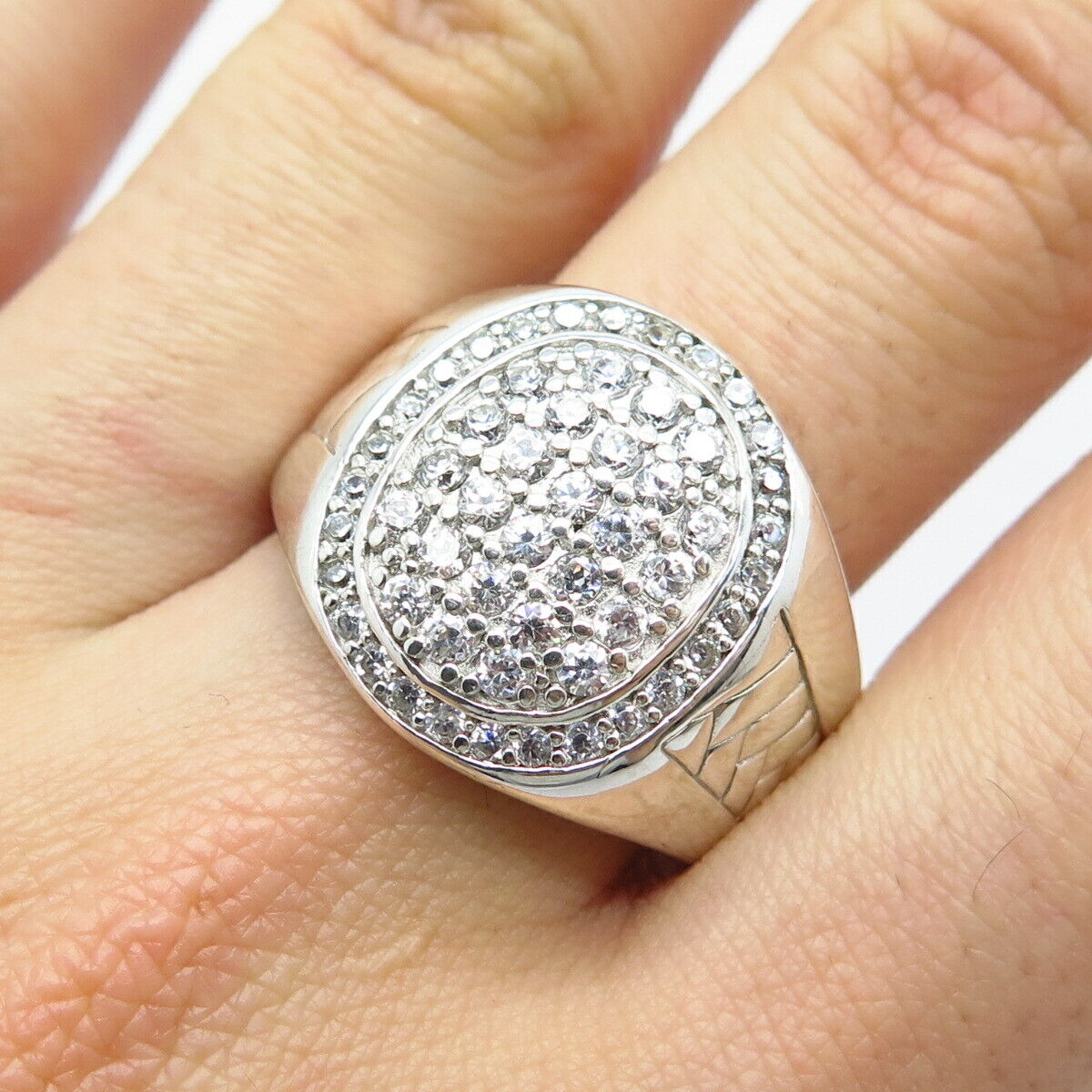 925 Sterling Silver Pave C Z Ring Size 11.5