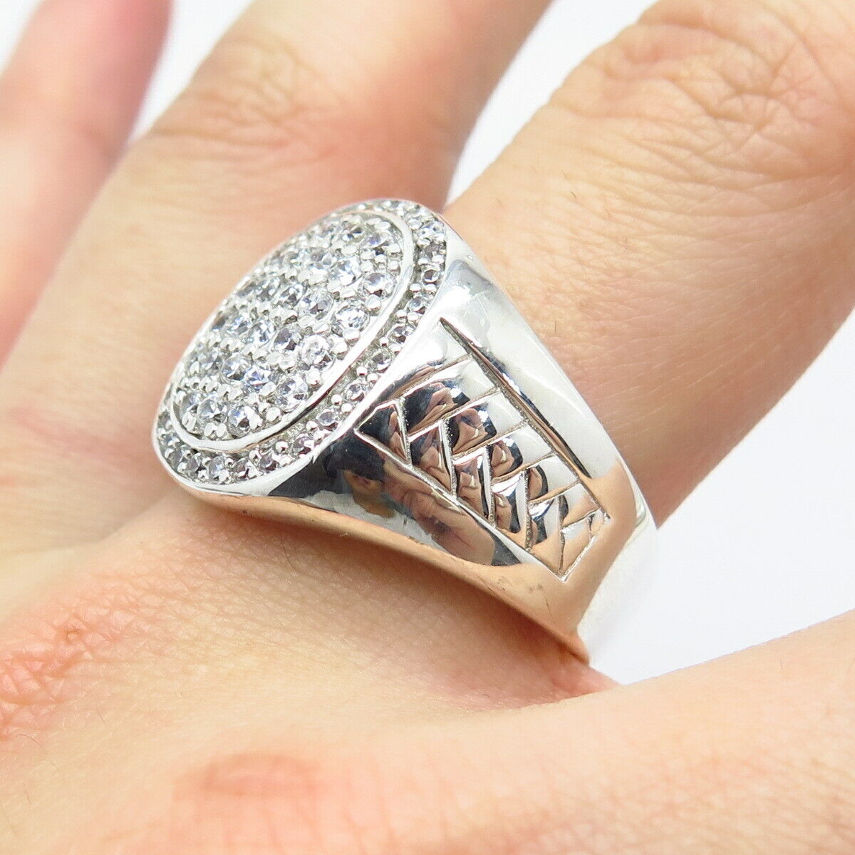 925 Sterling Silver Pave C Z Ring Size 11.5