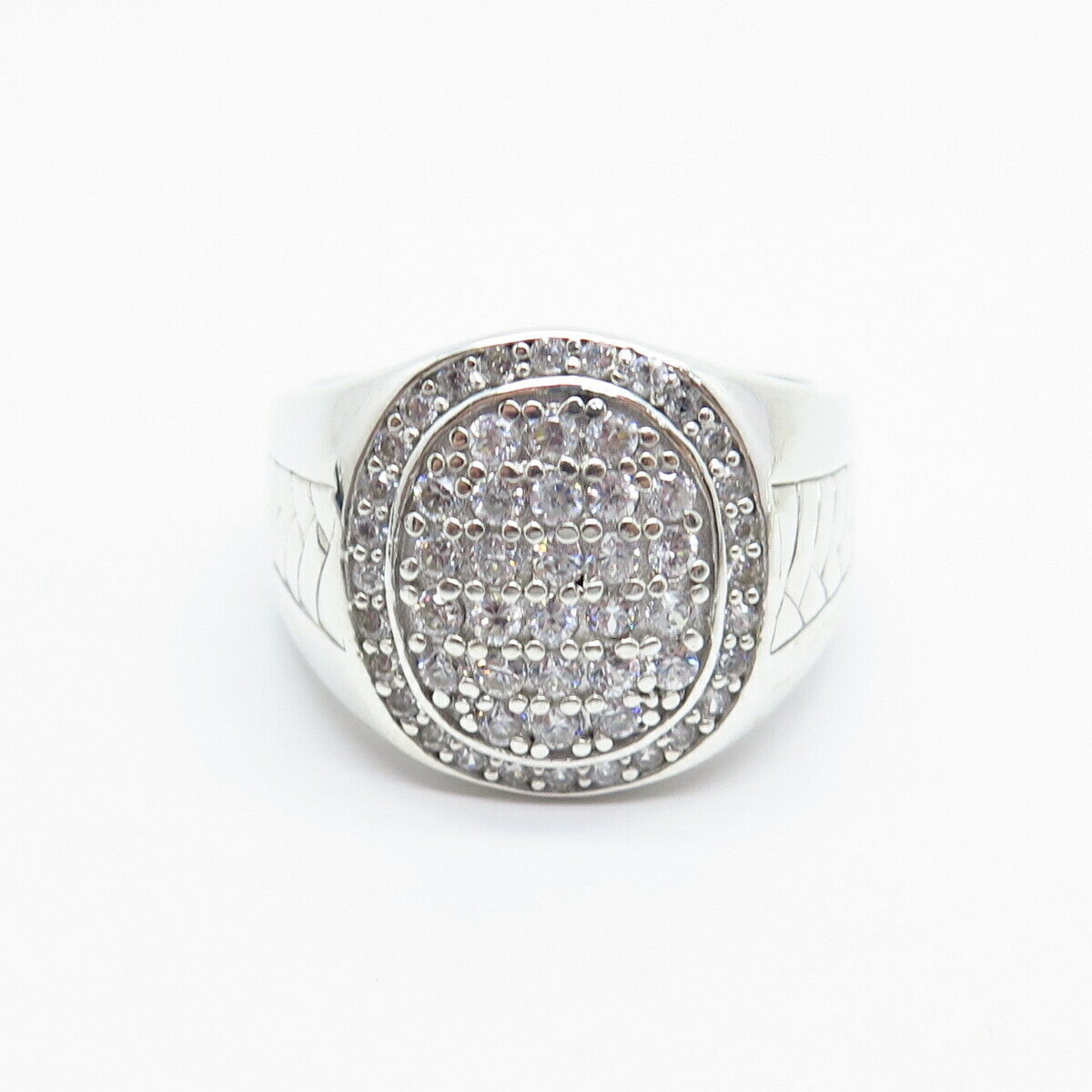 925 Sterling Silver Pave C Z Ring Size 11.5