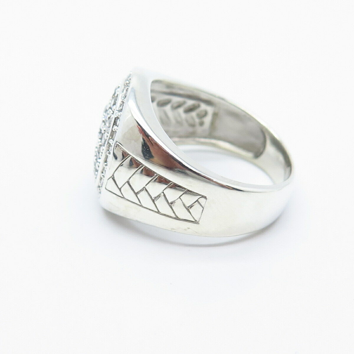 925 Sterling Silver Pave C Z Ring Size 11.5