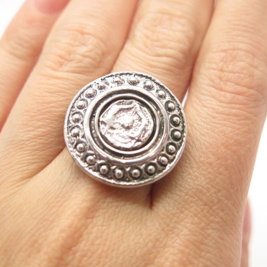 925 Sterling Silver Vintage Modernist Ring Size 9