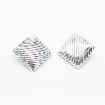 925 Sterling Silver Vintage Mexico Twisted Square Clio On Earrings