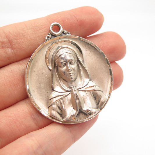 925 Sterling Silver Vintage Creed St. Mary Miraculous Religious Pendant