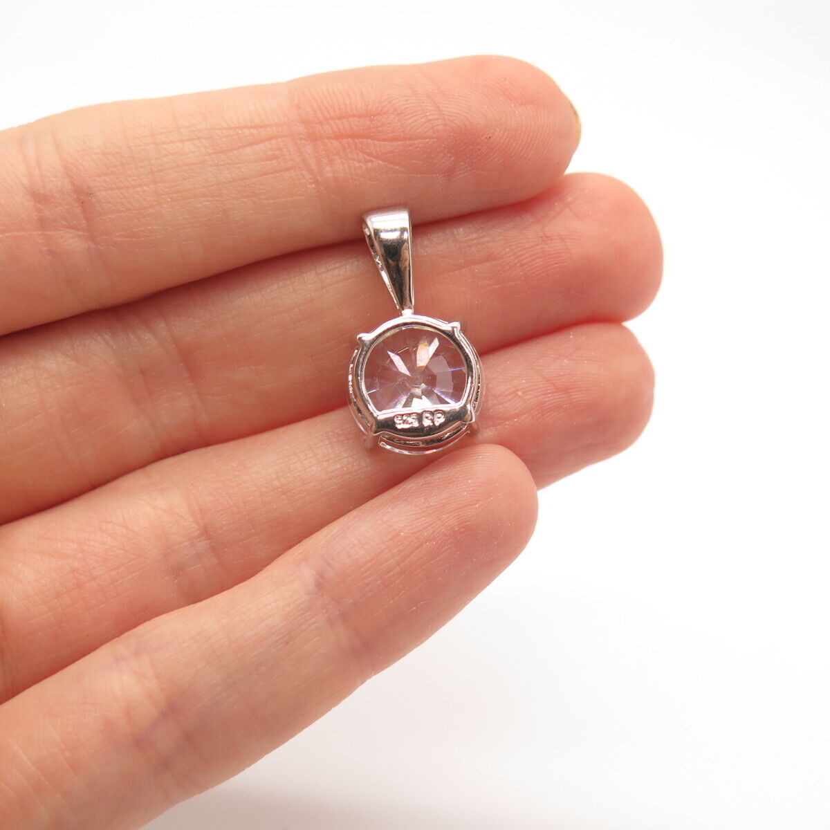 925 Sterling Silver Round-Cut C Z Small Pendant