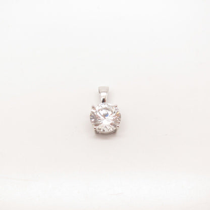 925 Sterling Silver Round-Cut C Z Small Pendant