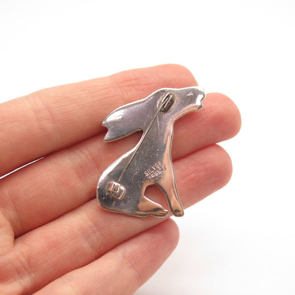 925 Sterling Silver Vintage Mexico Real Turquoise Gemstone Donkey Pin Brooch