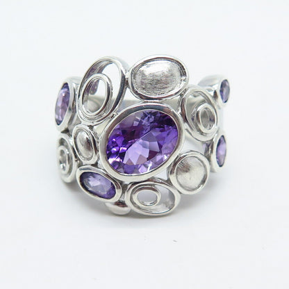 925 Sterling Silver Vintage Real Amethyst Gemstone Ring Size 6