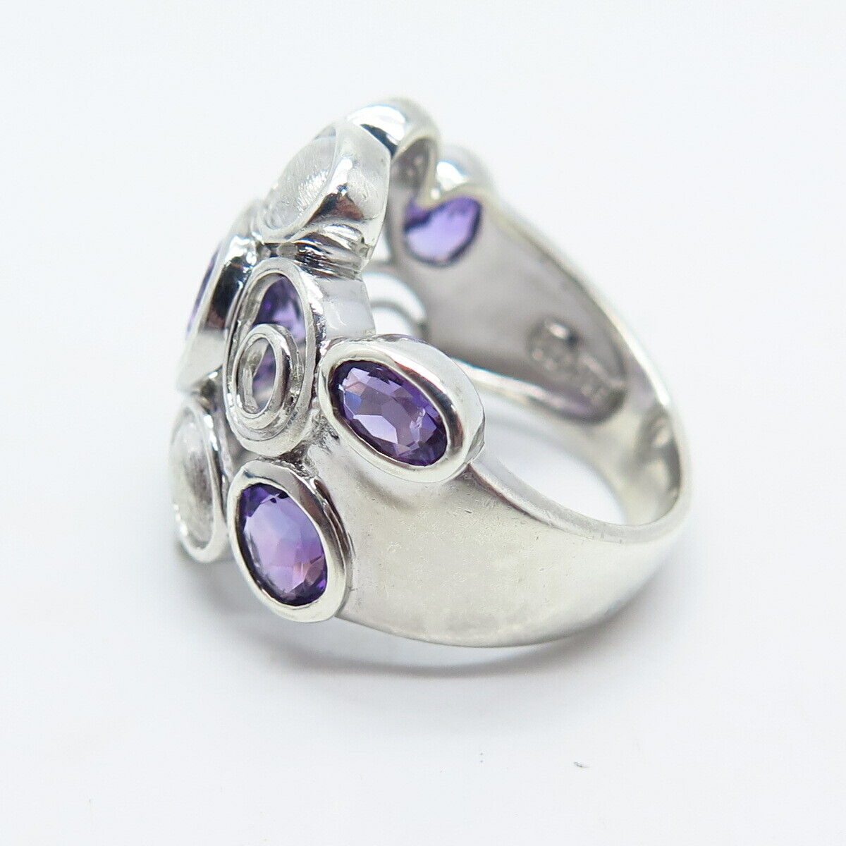 925 Sterling Silver Vintage Real Amethyst Gemstone Ring Size 6