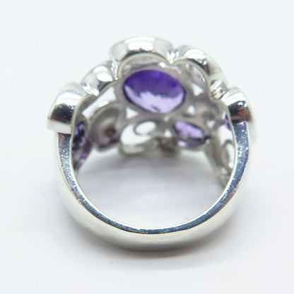 925 Sterling Silver Vintage Real Amethyst Gemstone Ring Size 6