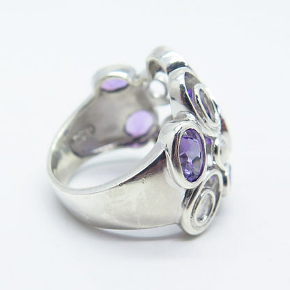 925 Sterling Silver Vintage Real Amethyst Gemstone Ring Size 6