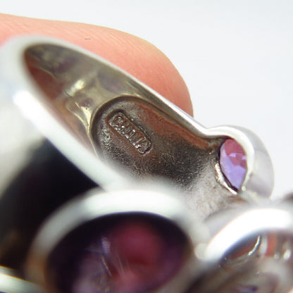 925 Sterling Silver Vintage Real Amethyst Gemstone Ring Size 6