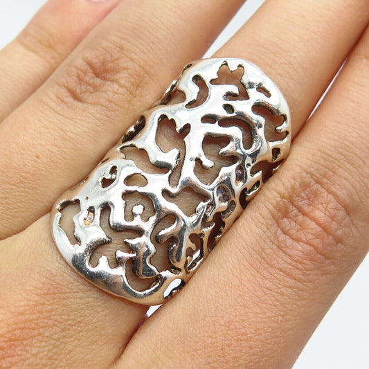 925 Sterling Silver Vintage Ornate Statement Ring Size 6.75