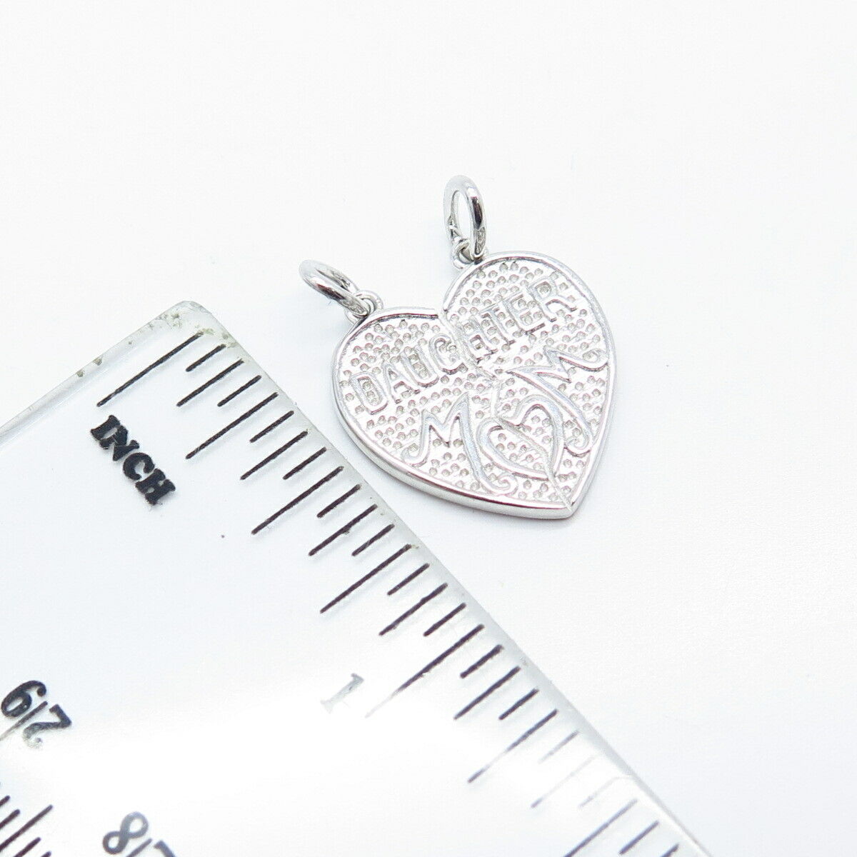 925 Sterling Silver Vintage Textured "Mom Daughter" Heart Pendant