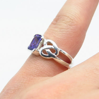 925 Sterling Silver Amethyst-Tone C Z Celtic Ring Size 5.25