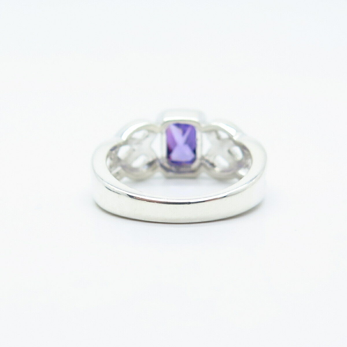 925 Sterling Silver Amethyst-Tone C Z Celtic Ring Size 5.25