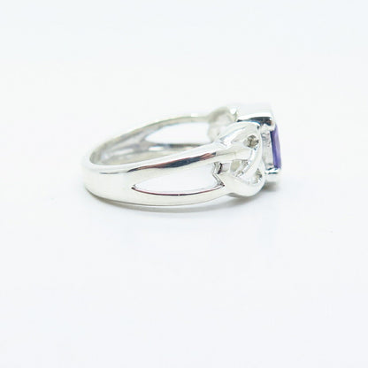 925 Sterling Silver Amethyst-Tone C Z Celtic Ring Size 5.25