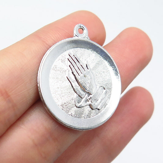 925 Sterling Silver Vintage Hands In Prayer Pendant