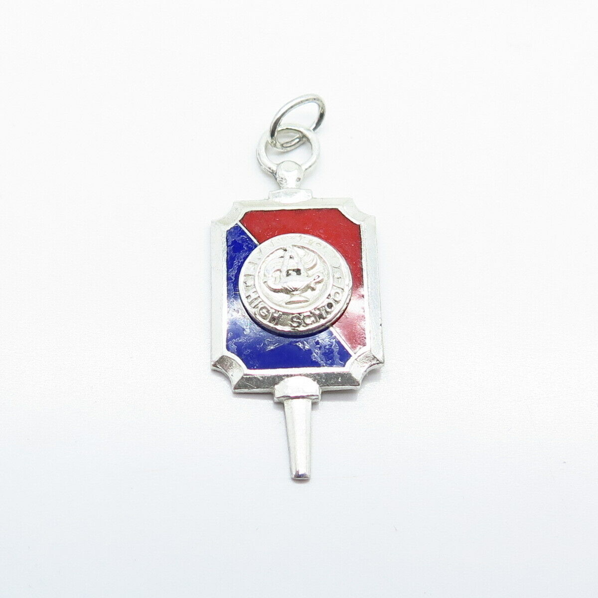 925 Sterling Silver Vintage Barr's Enamel Oxford High School Pendant