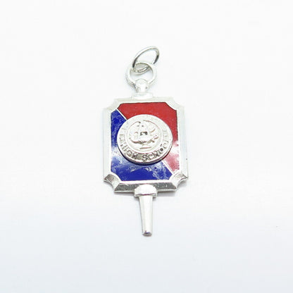 925 Sterling Silver Vintage Barr's Enamel Oxford High School Pendant