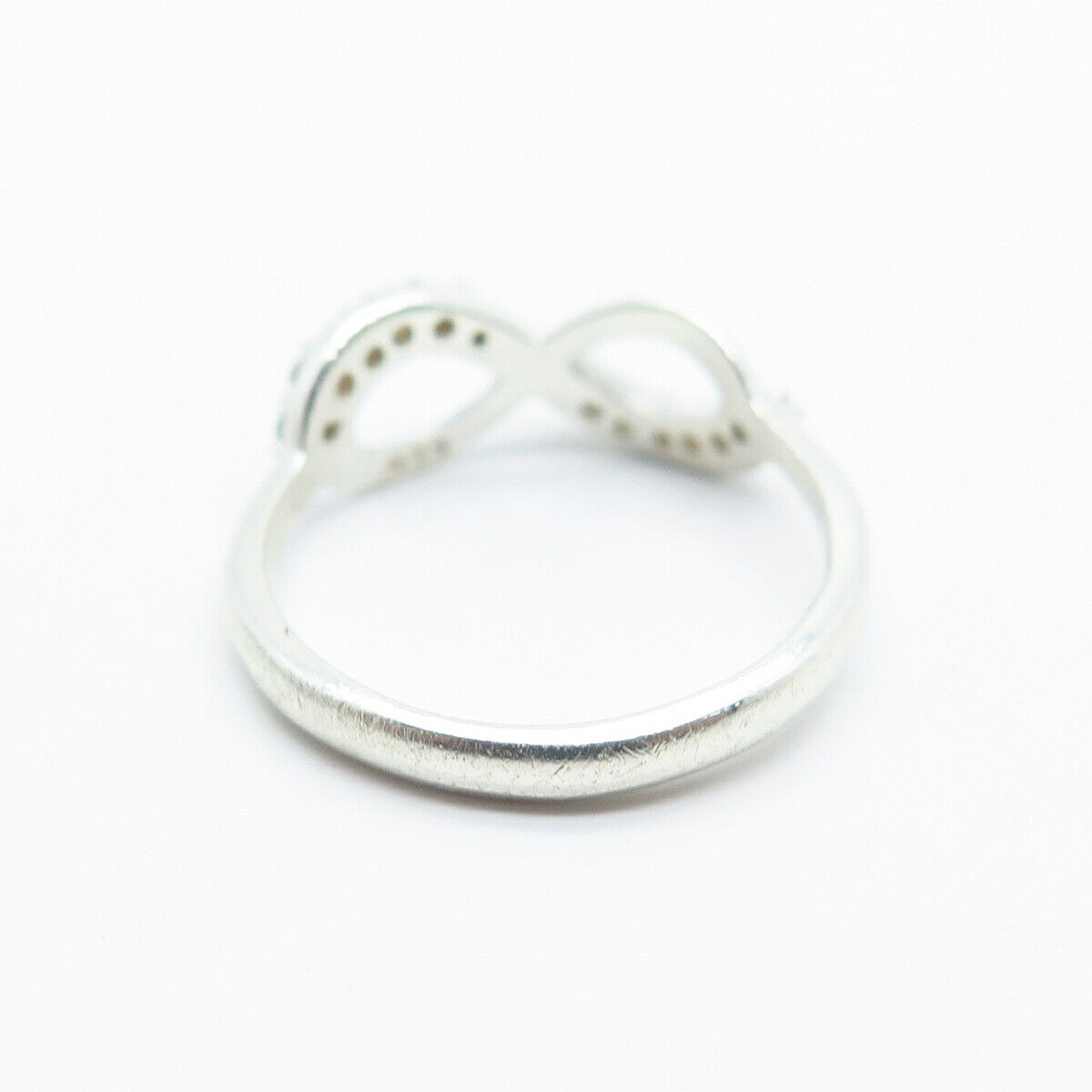 925 Sterling Silver C Z Infinity Ring Size 4.75