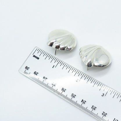 925 Sterling Silver Vintage Mexico Ribbed Earrings