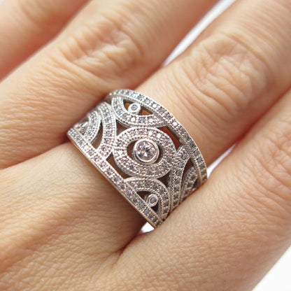 925 Sterling Silver Pave C Z Ring Size 7.25