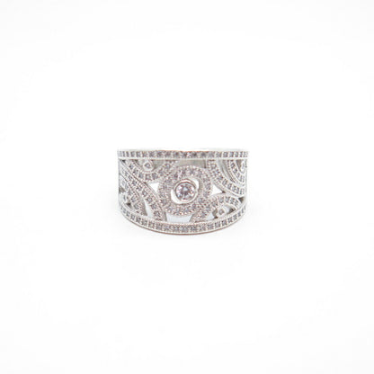 925 Sterling Silver Pave C Z Ring Size 7.25