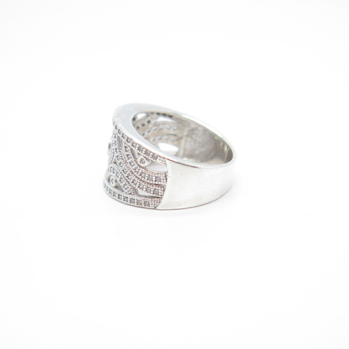 925 Sterling Silver Pave C Z Ring Size 7.25