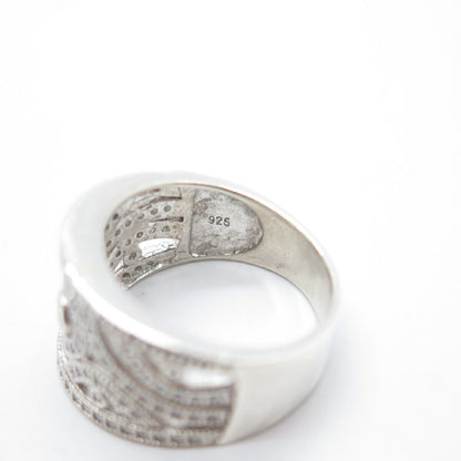 925 Sterling Silver Pave C Z Ring Size 7.25