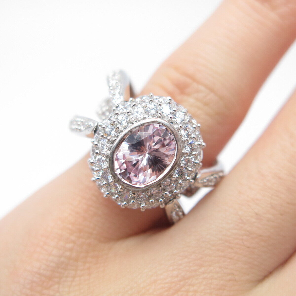 925 Sterling Silver Pave C Z Ring Size 6