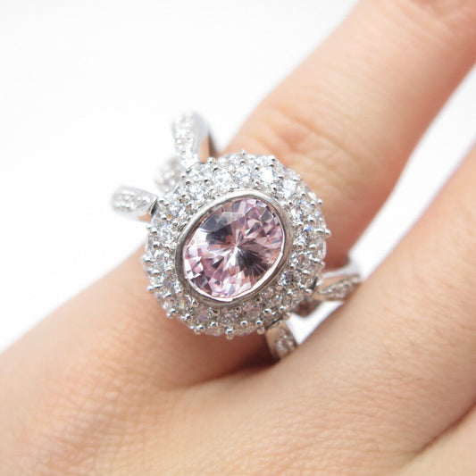 925 Sterling Silver Pave C Z Ring Size 6