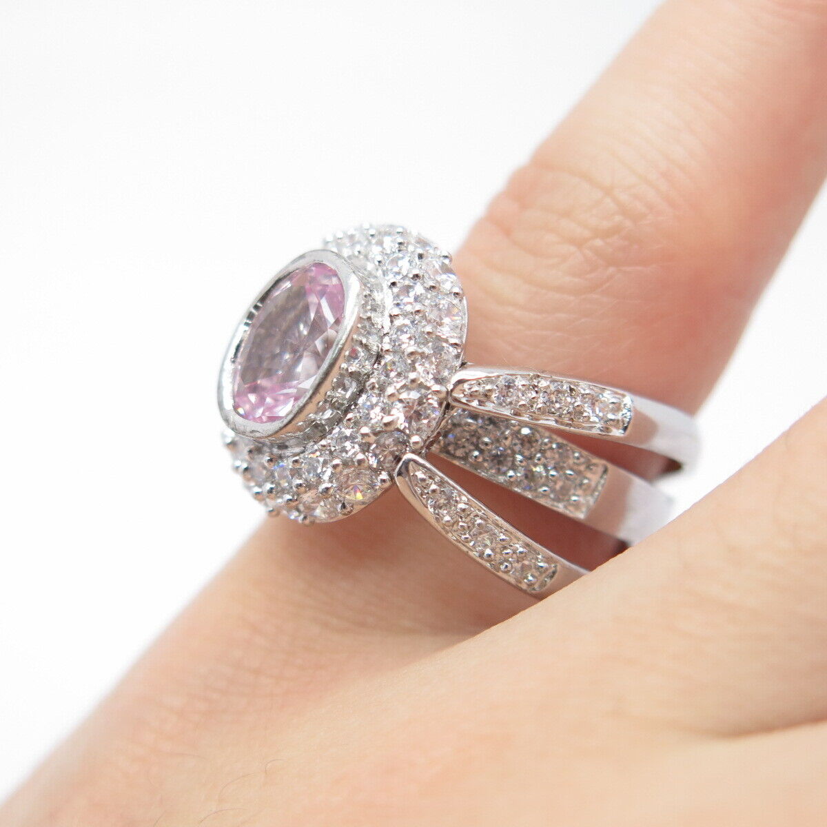 925 Sterling Silver Pave C Z Ring Size 6