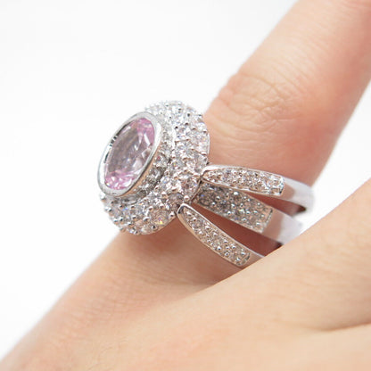 925 Sterling Silver Pave C Z Ring Size 6