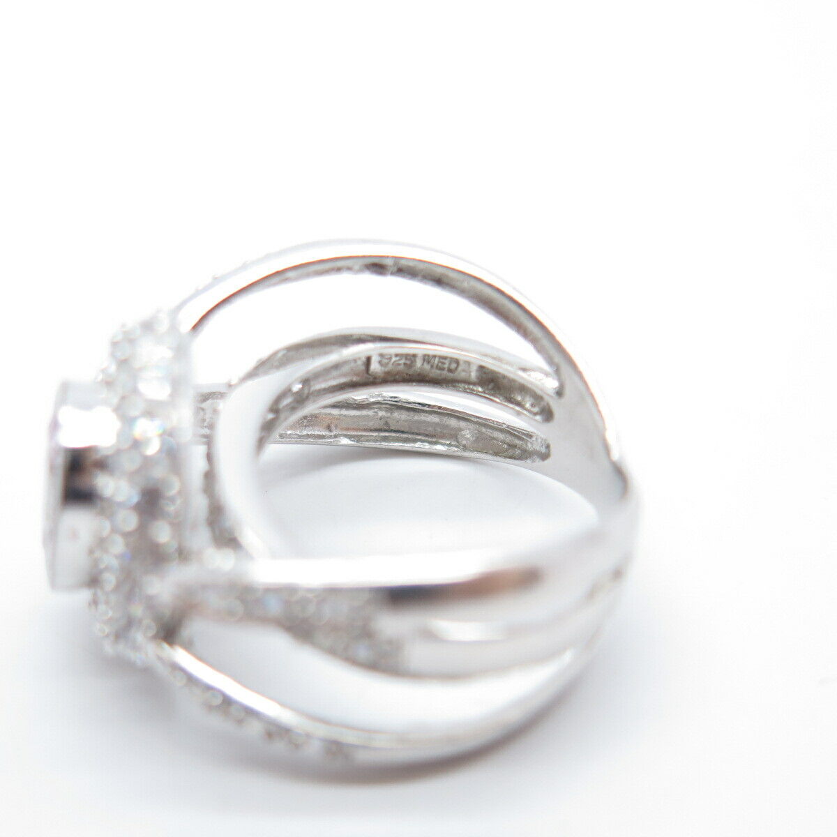 925 Sterling Silver Pave C Z Ring Size 6