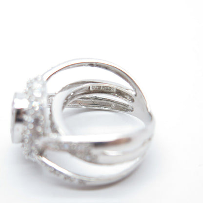 925 Sterling Silver Pave C Z Ring Size 6