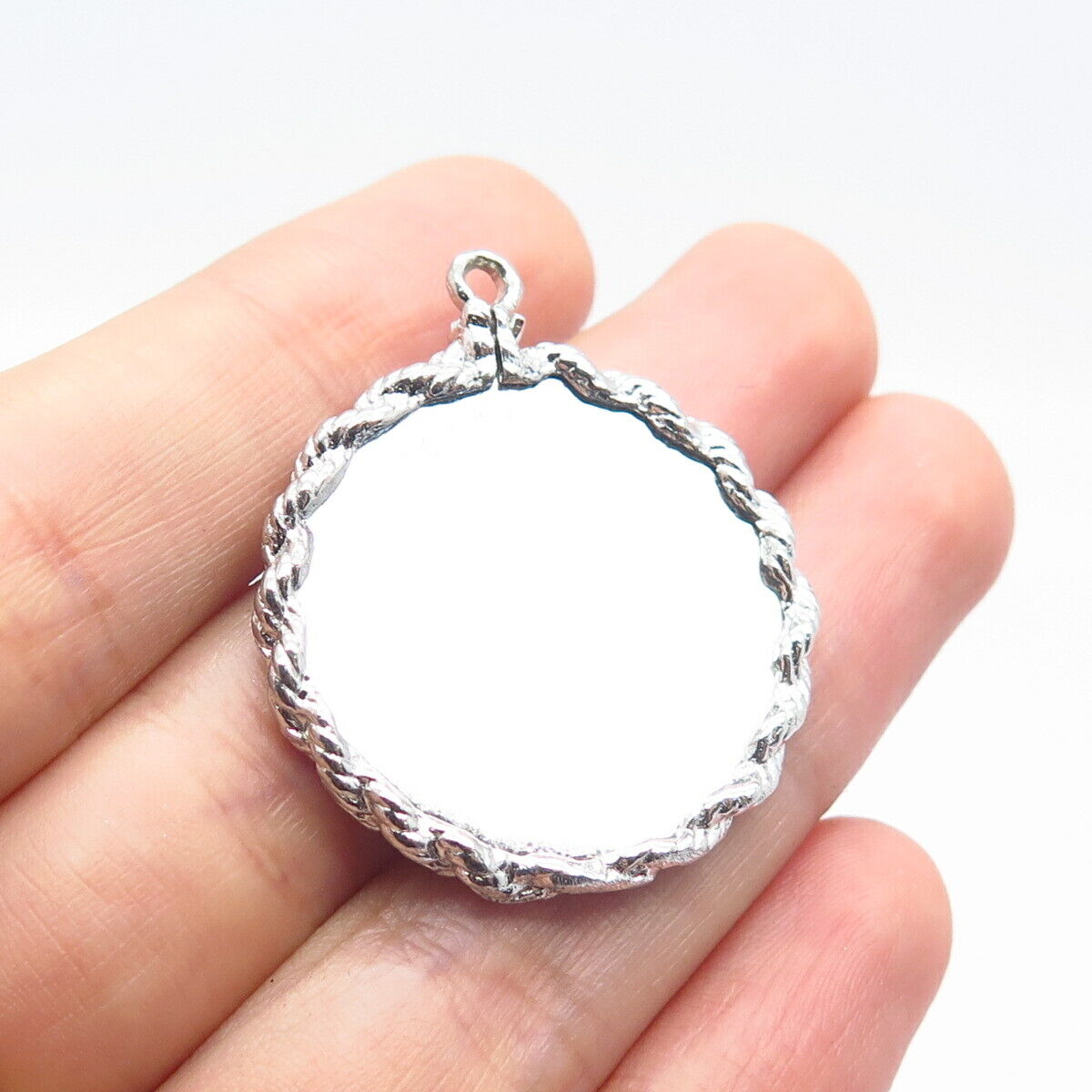 925 Sterling Silver Vintage Elco "Happy Birthday" Textured Round Pendant