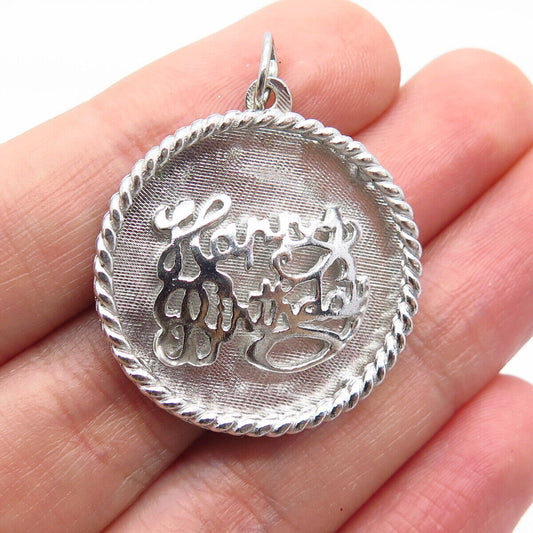 925 Sterling Silver Vintage "Happy Birthday" Pendant
