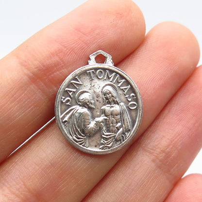 925 Sterling Silver Vintage San Tomaso Religious Theme Pendant