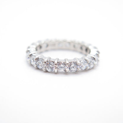 925 Sterling Silver C Z Eternity Ring Size 6.25