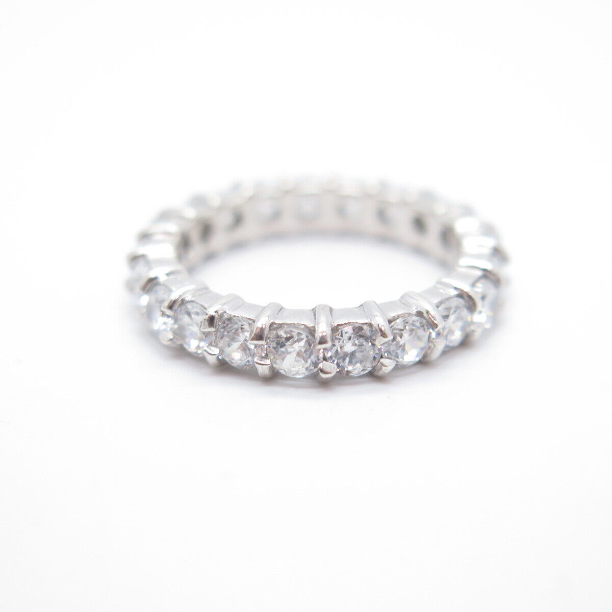 925 Sterling Silver C Z Eternity Ring Size 6.25