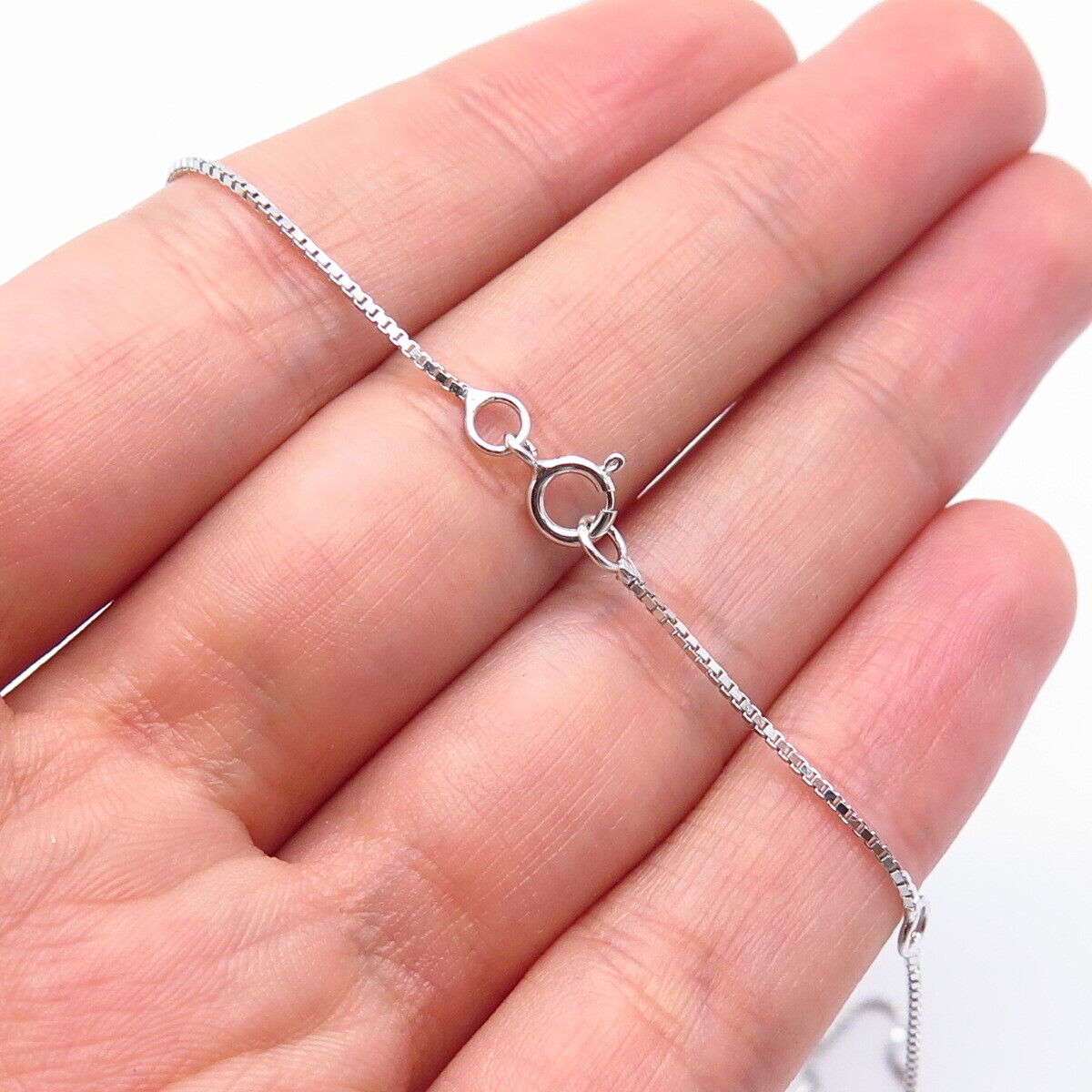 925 Sterling Silver C Z Box Chain Necklace 18"