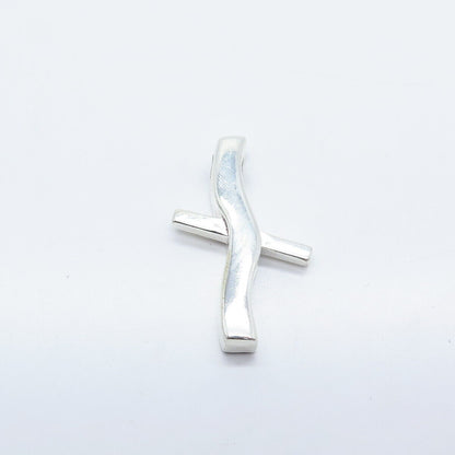 925 Sterling Silver Vintage Modernist Cross Pendant