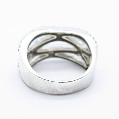 925 Sterling Silver C Z Crossover Ring Size 8.5