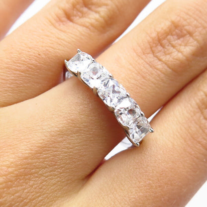 925 Sterling Silver Princess-Cut C Z Ring Size 9