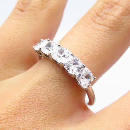 925 Sterling Silver Princess-Cut C Z Ring Size 9