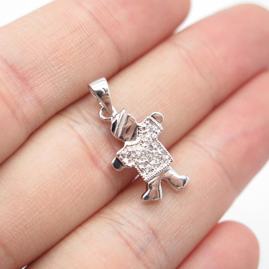 925 Sterling Silver C Z Boy Charm Pendant