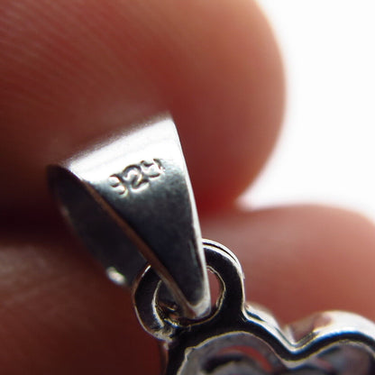 925 Sterling Silver Vintage Ornate Double Heart Charm Pendant