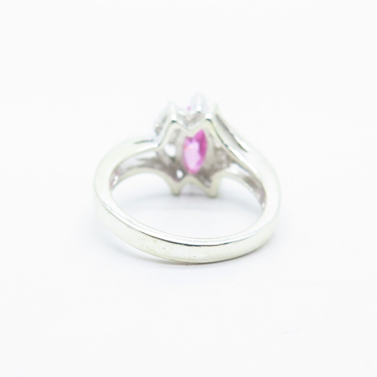 925 Sterling Silver White & Pink C Z Ring Size 6.25